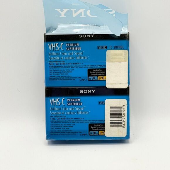 New SONY VHS-C Video Tapes 30 Minute Premium Sealed Pack of 2 // TC-30VHGF - Picture 2 of 4